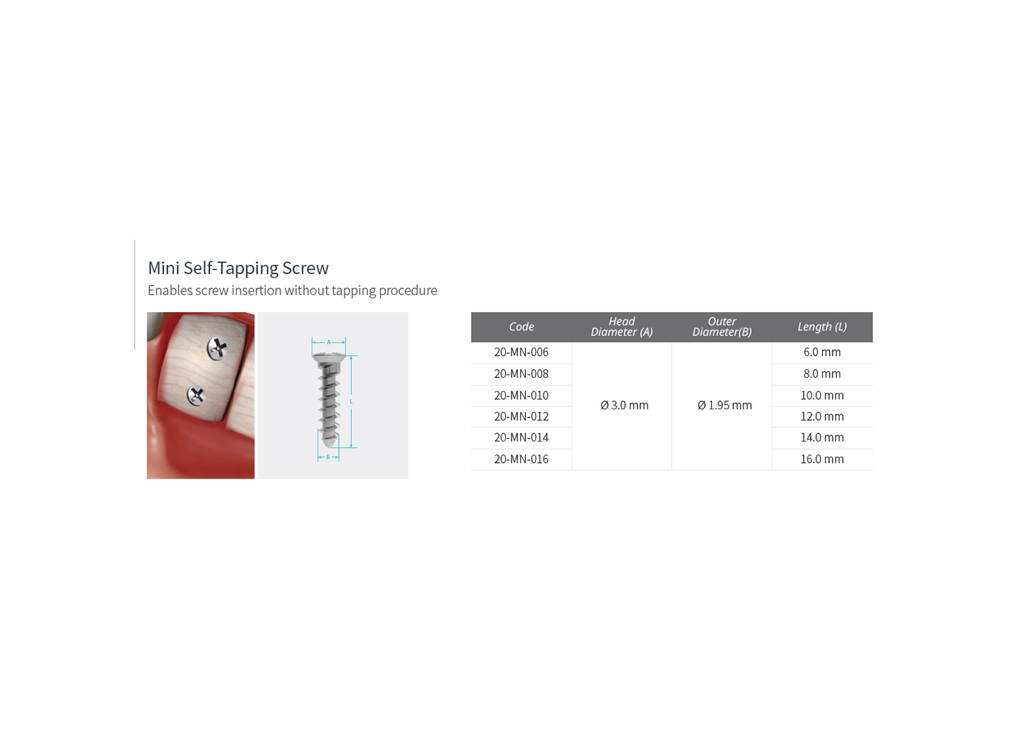 پیچ جراحی (MN) Self-Tapping Screw مدل Mini Screw برند GBR