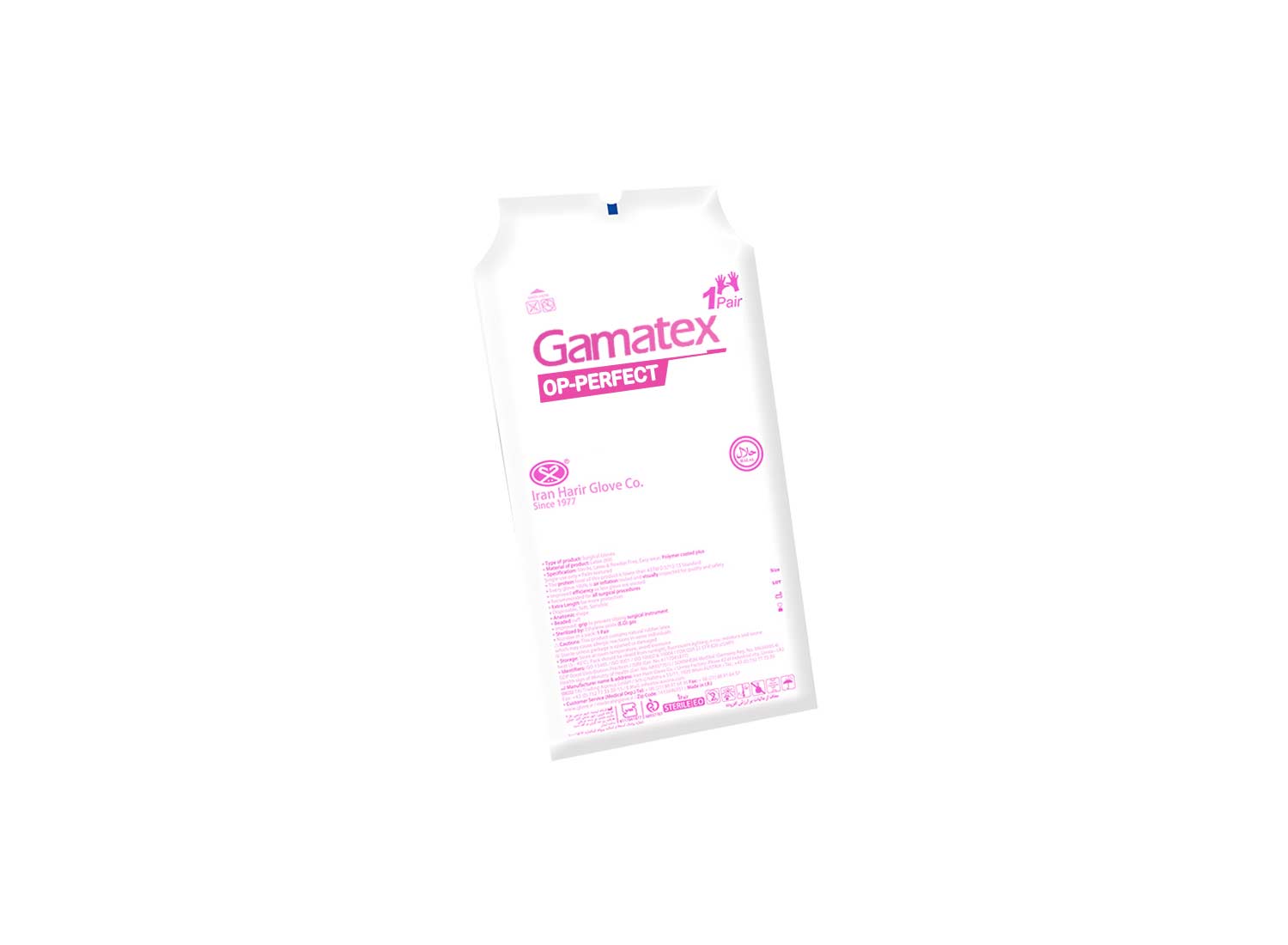 دستکش جراحی استریل بدون پودر بسته 400 جفتی برند GAMATEX