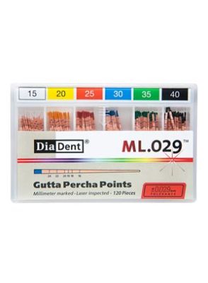 |گوتا پرکا مدرج استاندارد تیپر 2 درصد مدل ML.029 برند DiaDent