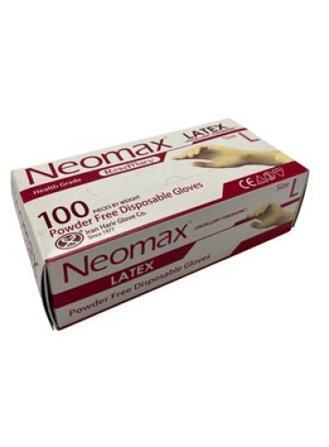 |دستکش معاینه لاتکس بدون پودر بسته 100 عددی برند Neomax